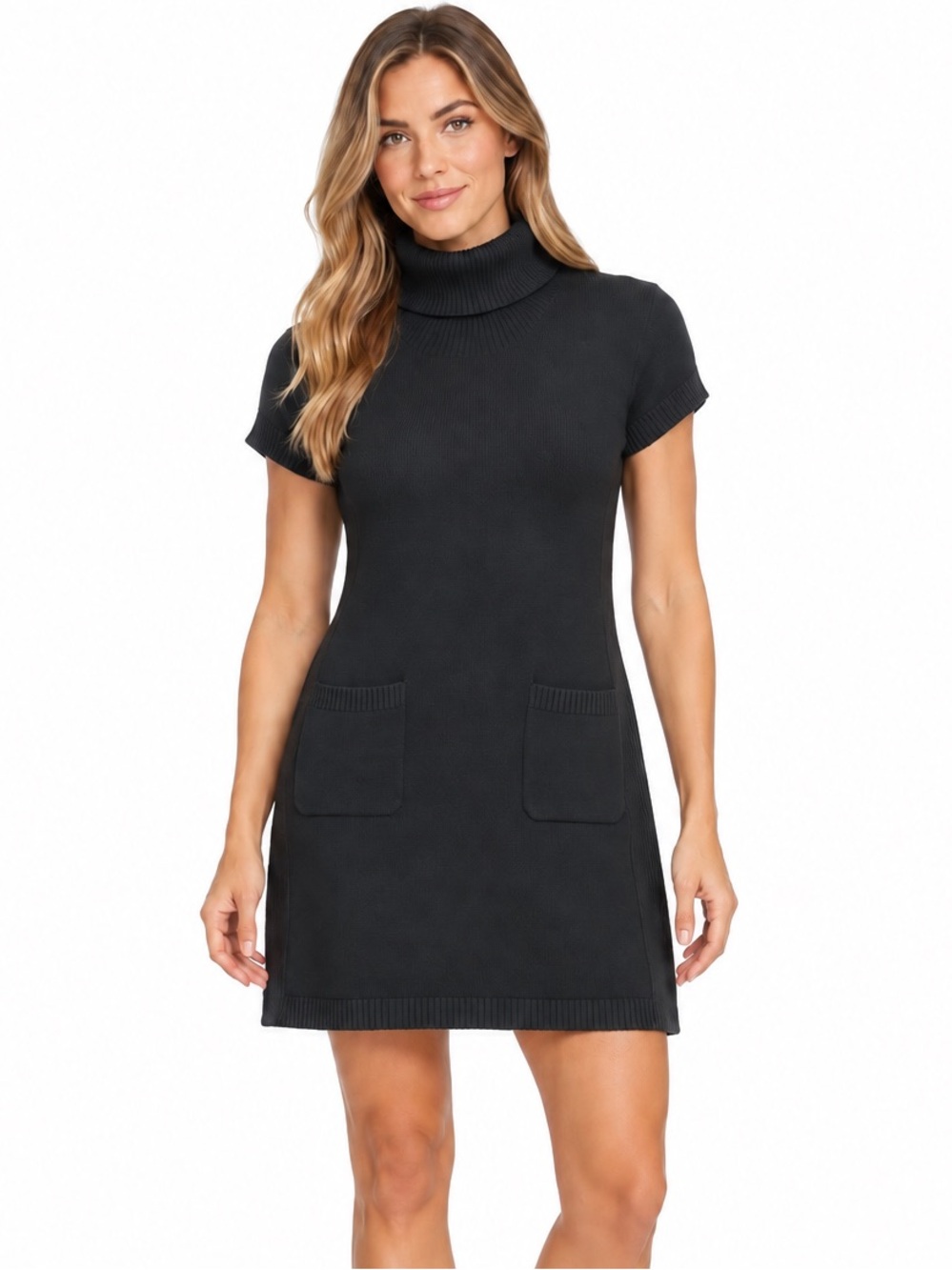 ATHLETA Cowl neck sweater dress with pockets size Small black